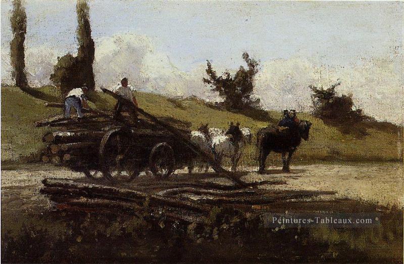 le chariot en bois Camille Pissarro Peintures à l'huile